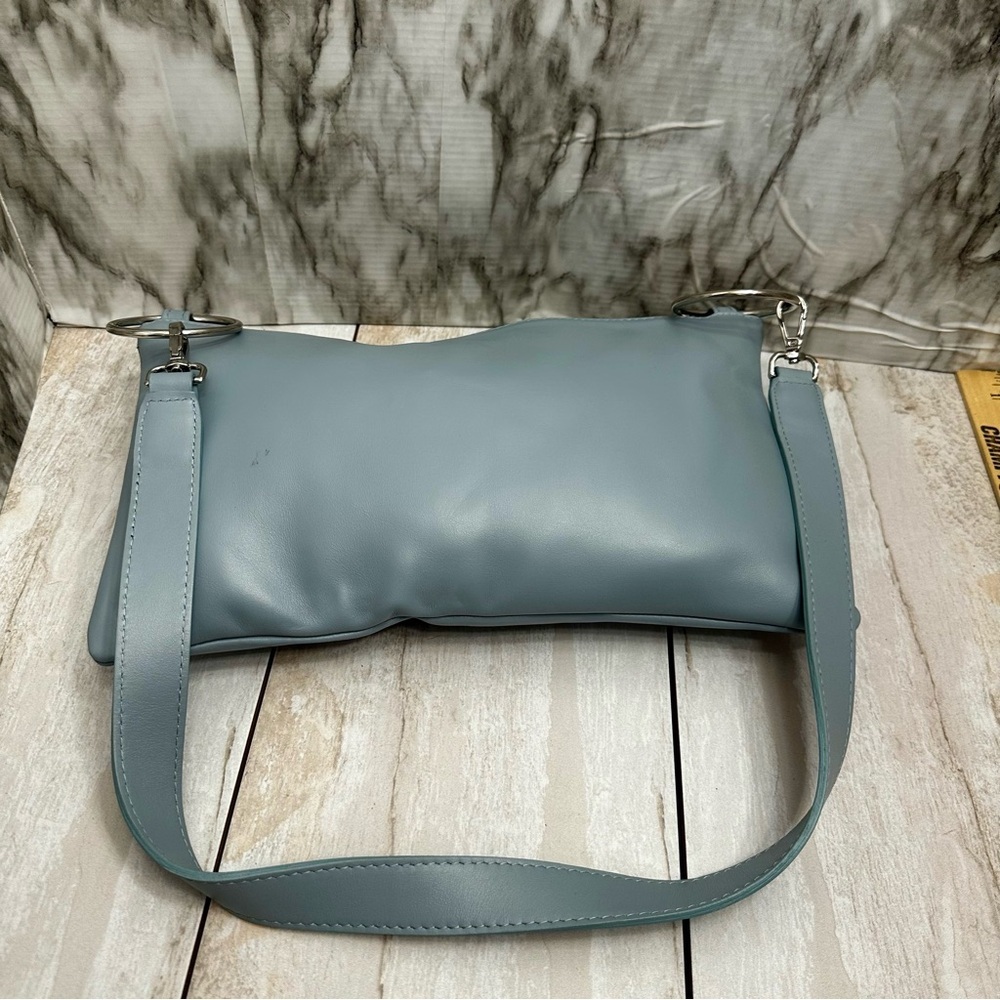 Retropose Handmade Italian Leather Boho Frosty Blue Hobo Bag Coquette Coastal - Picture 3 of 14